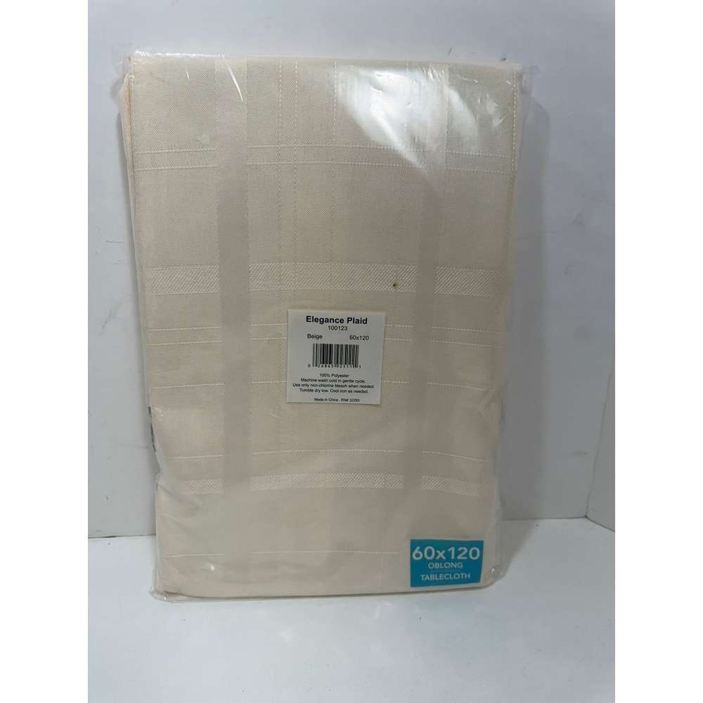Elegance Plaid 60x120 Rectangle Fabric Tablecloth Elegance‎ Plaid Beige